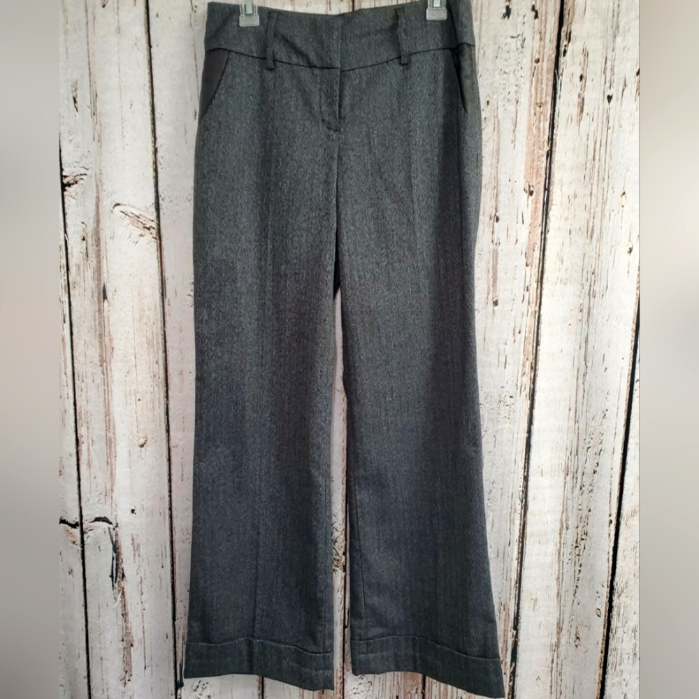 Kenar Women's Size 4 Herringbone Knit Wide-Leg Career‎ Dress Pants Slacks EUC